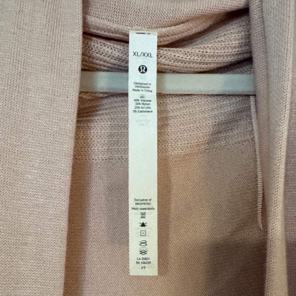 Lululemon Light Blush Open-Front Women's Cardigan Sweater - Picture 2 of 3